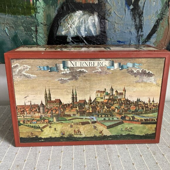 VTG Cookie LG Biscuit Tin Otto Schmidt Nurnberg Germany Colorful Litho Graphics - Picture 2 of 13